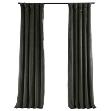 Signature Gunmetal Gray Blackout Velvet Curtain Single Panel, 50"x96"