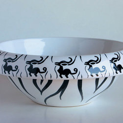 LVT 100 Kenya Hand Painted Vessel Bathroom Sink in White/Black - Bathroom Sinks