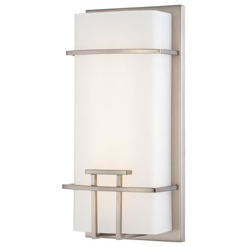 LED Wall Sconce, Brushed Nickel With Etched Opal Glass