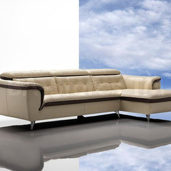 Elysee Modern Beige Top Italian Leather Sectional Sofa - Sectional Sofas