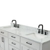 Ariel Hepburn 73" Rectangle Sinks Bath Vanity, Gray, 0.75" Carrara Marble
