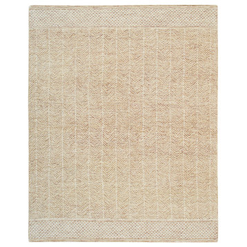 EORC Rust/Ivory Hand-Tufted Wool Rug 7'9 x 10'