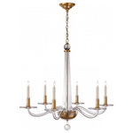 Visual Comfort - Robinson Chandelier, 6-Light, Antique Brass, Clear Glass, 32"W - This beautiful chandelier will magnify your home with a perfect mix of fixture and function. This fixture adds a clean, refined look to your living space. Elegant lines, sleek and high-quality contemporary finishes.Visual Comfort has been the premier resource for signature designer lighting. For over 30 years, Visual Comfort has produced lighting with some of the most influential names in design using natural materials of exceptional quality and distinctive, hand-applied, living finishes.