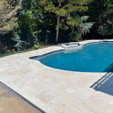 Concrete Pool & Spa Remodel with Travertine Coping/Deck & Patio