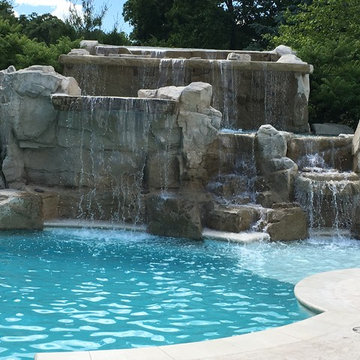Cedar Rapids, Iowa - Custom Concrete Swimming Pool with Rock Waterfall Feature