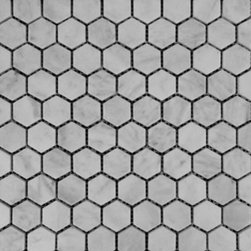 Carrara Marble Italian White Bianco Carrera 1" Hexagon Mosaic Tile Honed - Home Accessories & Decor