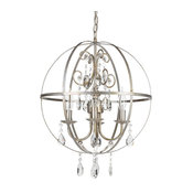 Luna 4-Light Wrought Iron Crystal Orb Chandelier, Silver