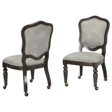 Sunset Trading Vegas 18" Wood Dining Chairs in Distressed Gray (Set of 2)