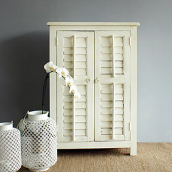 Nomad India - Wide White Shutter Door Cabinet - Storage Cabinets