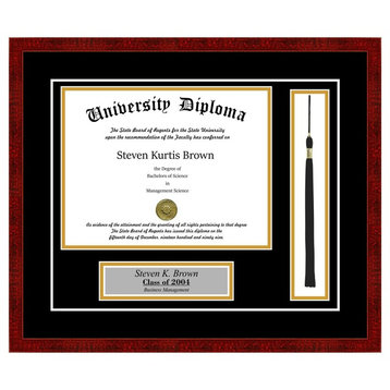Diploma Frame with Tassel and Double Matting, Classic Cherry, 8.5"x11"