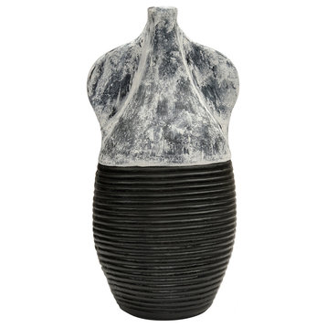 Verra 20.5" High Black, White and Grey Ceramic Amphora Vase