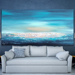 Preethi Arts - 60x36" Original handmade Art coastal minimal Contemporary Painting - Paintings