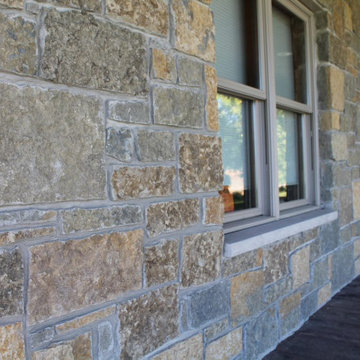 Castle Ridge and Baltic Hills Natural Stone Veneer Blend Covered Front Porch