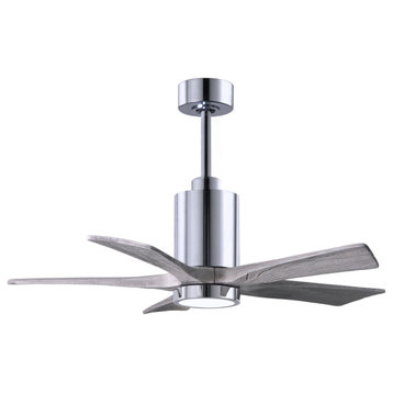 Patricia 5 Blade Ceiling Fan in 42", Polished Chrome, Barnwood Tone Blades