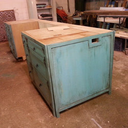 Asian Blue Kitchen Island - Kitchen Cabinetry