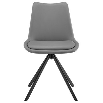 Vind Swivel Side Chair, Gray Leatherette With Black Steel Legs Set of 1