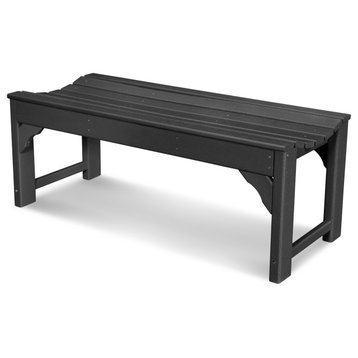 Polywood Traditional Garden 48" Backless Bench, Black