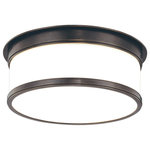 Hudson Valley Lighting - Geneva, 12" Flush Mount, Old Bronze Finish, Opal Glossy Glass Shade - Sleek vintage style and premium craftsmanship combine in the Geneva collection. We use exacting techniques to craft Geneva's metal rings with flawless step details. The glossy outer layer of the heavy opal glass gives added polish, while the translucent inner layer evenly diffuses bright light. A twist-and-lock design conceals all mounting hardware for an especially sleek appearance.
