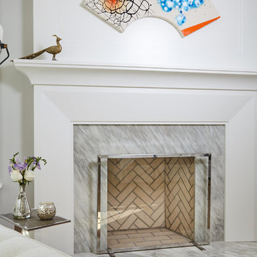 Serene Master Bedroom with Pops of Blue and Orange