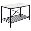 Furniture of America Froy Marble Top Kitchen Island in Black and White