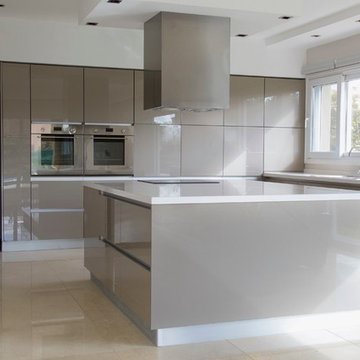 Contemporary High-Gloss Metallic Kitchen