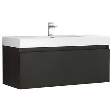 Fresca Mezzo 48" Wall Hung Integrated Sink Wood Bathroom Cabinet in Black