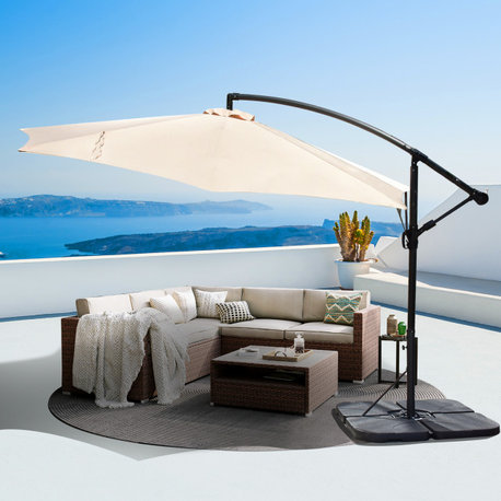 12 ft. Cantilever Patio Umbrella with Weighted Base, Beige