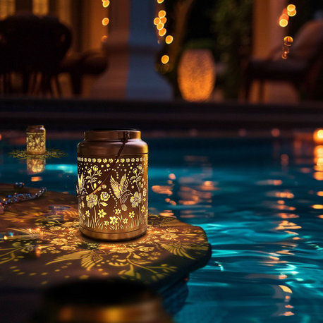 LAGarden Hummingbird Solar Lantern Outdoor Hanging Metal Decor Light Patio 2Pcs