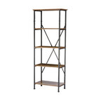 Lancashire Brown Wood and Metal Bookcase