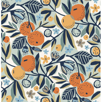 Navy Clementine Garden Peel and Stick Wallpaper Sample