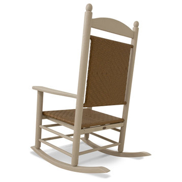 Polywood Jefferson Woven Rocking Chair, Sand/Tigerwood