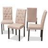 Gardner Dark Brown Finished Fabric Upholstered Dining Chair, Set of 4, Beige