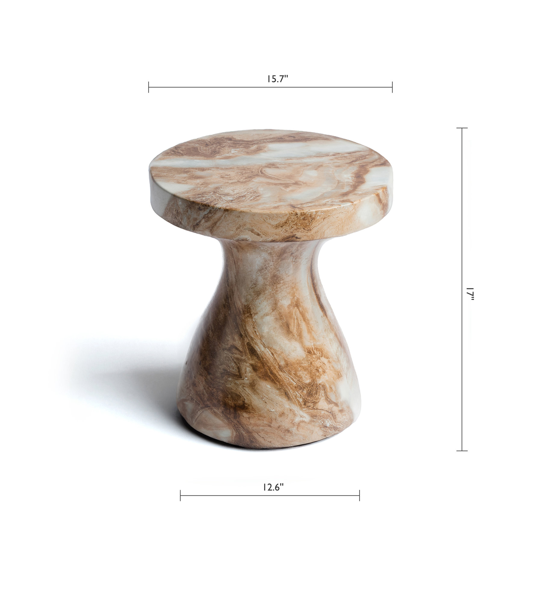 Studio London Monia Stylish Indoor Outdoor Faux Marble End Table for Living Room, Onyx Brown