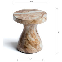 Studio London Monia Stylish Indoor Outdoor Faux Marble End Table for Living Room, Onyx Brown