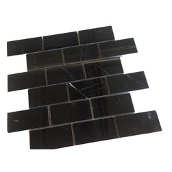 Nero Marquina 2x4" Marble Mosaic Tile - Mosaic Tile