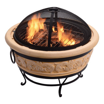 Fire Pits With A Spark Screen, Degano Round Wood Burning Fire Pit