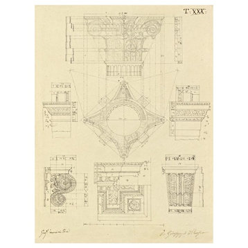 "Plate 30 for Elements of Civil Architecture, ca. 1818-1850" Paper Art, 32"x42"