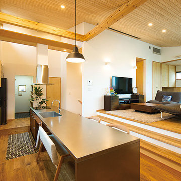 スキップフロアとビルトインガレージの家