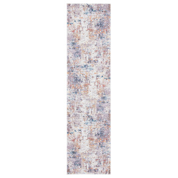 Crystal Crs320A Organic Abstract Rug, Ivory and Purple, 2'2"x9'0" Runner