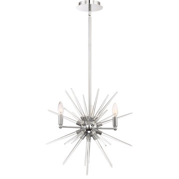 Pulsar 4 Light Chandelier, Chrome With Clear Glass