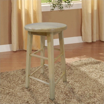 Linon Sims 24" Backless Wood Counter Stool in Natural Brown
