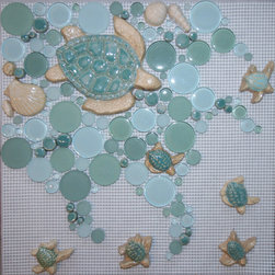 "Sea Turtles" 16x16" Corner Design Mural - Tile Murals