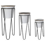 Urban Trends - Round Metal Removable Planter With Gold Lip, Painted White, Set of 3 - UTC planters are made of the finest metals which makes them tactile and attractive. They are primarily designed to accentuate your home, garden or virtually any space. Each planter is treated with a painted finish that gives them rigidity against climate change, or can simply provide the aesthetic touch you need to have a fascinating focal point!!
