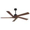 64" Reversible 5-Blade DC Ceiling Fan With Remote Control, Black/Walnut