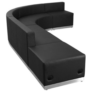 HERCULES Alon Series Black Leather Reception Configuration, 5 Pieces