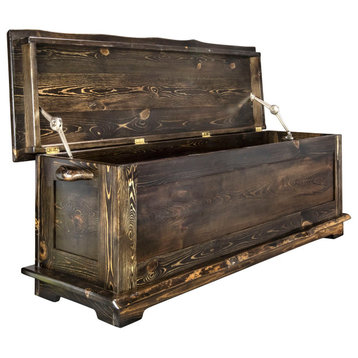 Big Sky Collection Live Edge, 4' Blanket Chest, Jacobean Stain