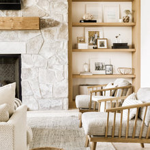 Downstairs fireplace and wall
