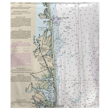 Betsy Drake Bethany Beach, DE Nautical Map Fleece Throw