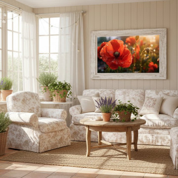 A Single Tear of Red Photorealistic Floral Digital Artwork French Country Style