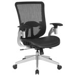 Office Star Products - Black Vertical Mesh Seat and Back Manager's Chair - Whether you have a day filled with meetings, or working to beat a deadline, the Space Seating fully adjustable office chair provides not only professional style but also sophisticated support for all-day comfort. The black Vertical Mesh back with height adjustable lumbar support keeps you cool and helps prevent back fatigue.  The soft PU padded pivoting cantilever height adjustable arms ensure flexibility and allow for support to take pressure off your shoulders and neck. The black Vertical Mesh seat keeps you comfortable through-out the day. Features such as one-touch pneumatic seat height adjustment and 2-to-1 Synchro tilt control with 3-position lock, adjustable tilt tension and seat slider easily accommodates your individual preferences. Set upon a heavy duty silver angled nylon base with oversized dual wheel carpet casters that deliver easy mobility. TAA Compliance, and coverage with an impressive lifetime warranty on all component parts, and 3 years on arm pads, foam and upholstery fabric, give added assurance to the quality of your purchase.